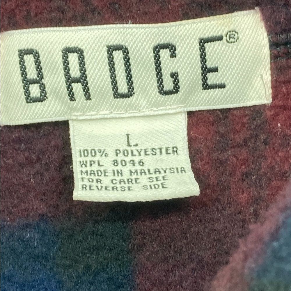 Badge Men’s Plaid Fleece Pullover Size L - Picture 4 of 4